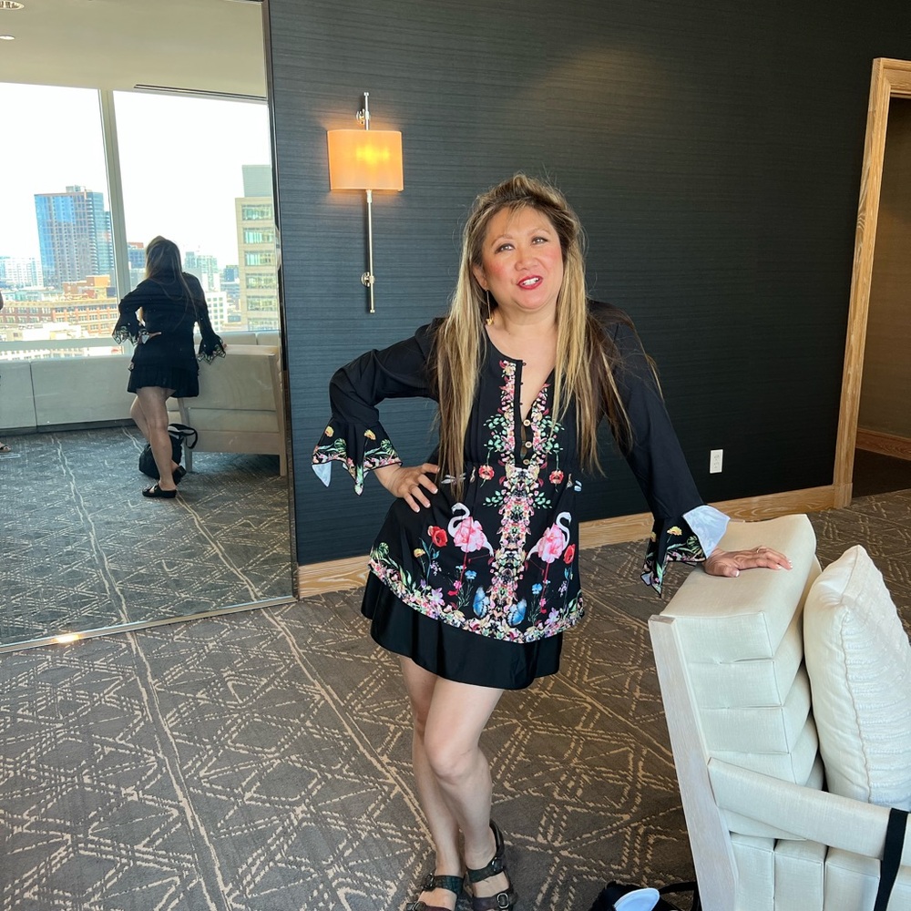 Floral Black Tunic Top
